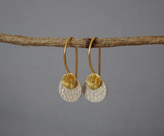 Gold vermeil and sterling silver earrings.