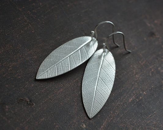 Sterling silver dangle leaf earrings. MADE TO ORDER.