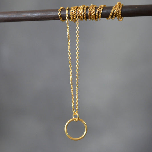 Gold plated sterling silver circle necklace